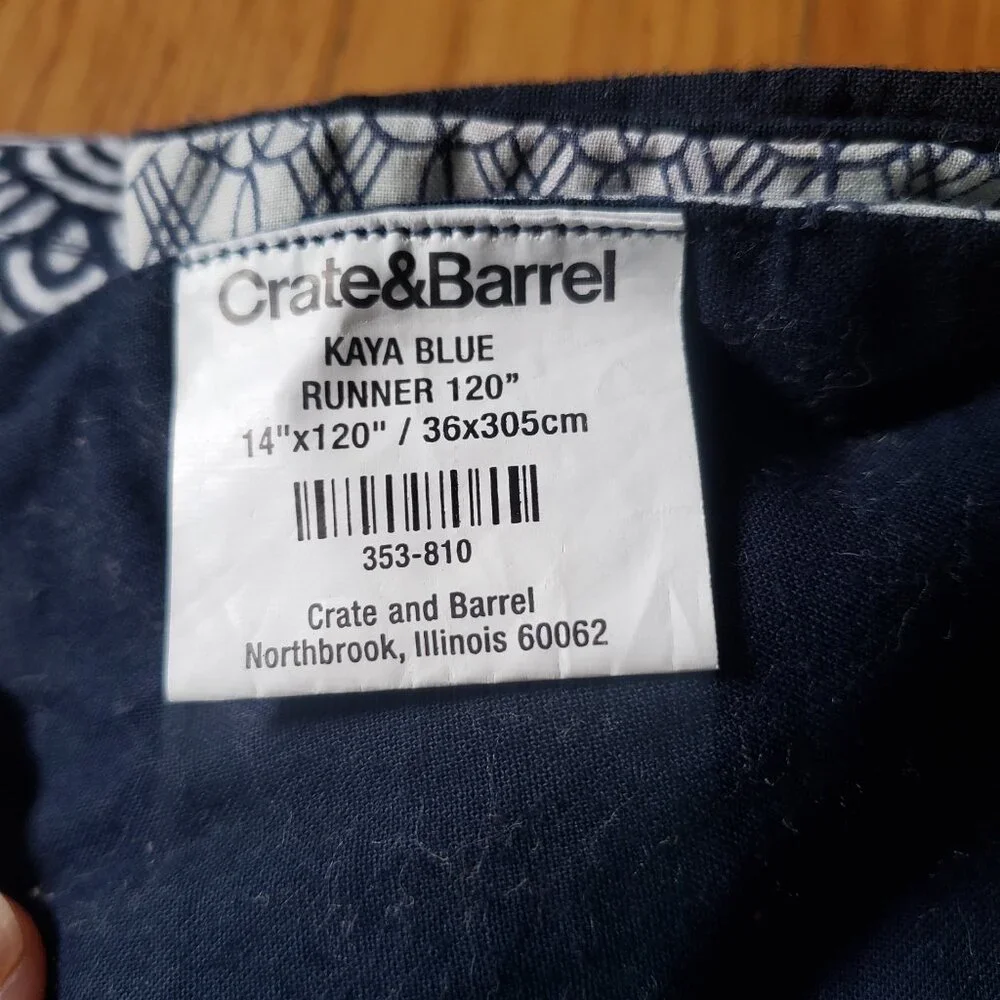 Crate&Barrel Kaya Blue Table Runner